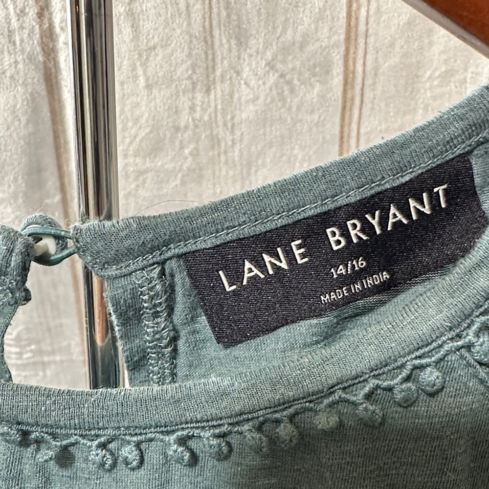 Lane Bryant Elegant Lace Trim Green Top - Picture 2 of 5